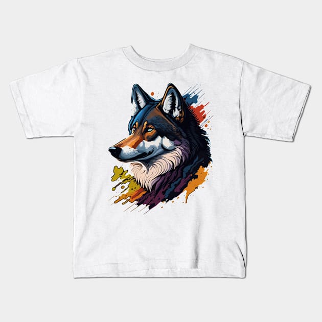 Wolf Portrait Kids T-Shirt by SpriteGuy95